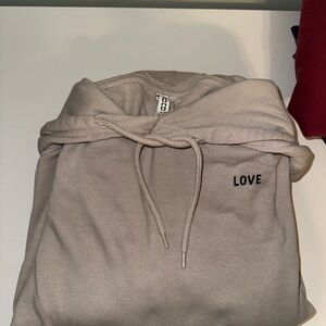 H&M Beige Hoodie with Love Embroidery